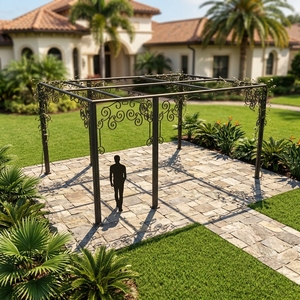 Pergola Contemporanea Impermeabile <span class=keywords><strong>in</strong></span> Acciaio con Arte <span class=keywords><strong>in</strong></span> <span class=keywords><strong>Ferro</strong></span> Battuto Resistente alla Ruggine <span class=keywords><strong>per</strong></span> Giardino Esterno, Hotel e Cortili - Product Image 3