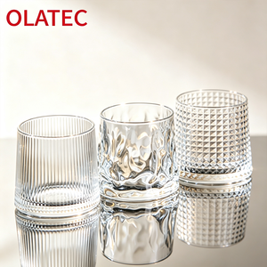 Verres à vin en gros, verres à whisky courts en cristal transparent à motif diamant <span class=keywords><strong>c</strong></span>ôtelé et gaufré, verrerie - Product Image 3