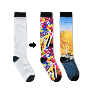 Glacier pas cher <span class=keywords><strong>prix</strong></span> gratuit respirant absorbant la sueur imprimé chaussettes hommes pour le printemps tricoté sublimation haute cheville impression numérique - Product Image 2