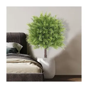 PZ-1-165ทำด้วยมือ topiary พลาสติกสีเขียวซีดาร์ใบ Boxwood สาขาต้นไม้ในกระถางพืชเทียม - Product Image 1