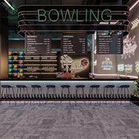 Comptoir de bar industriel à panneaux cannelés pour salle de bowling, comptoir commercial pour café, lieux de divertissement, café et restaurant
