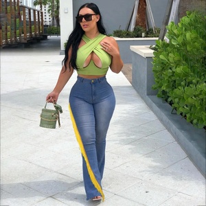 <span class=keywords><strong>Jegging</strong></span> en denim vieilli à taille haute pour femmes, jean skinny extensible déchiré de grande taille avec décoration de trou respirant - Product Image 4