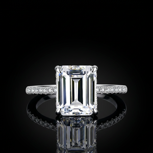 KARATS 1.0CT <b>Emerald</b>-Cut Moissanite Women's Wedding Jewelry S925 Sterling <b>Silver</b> Platinum Plated Engagement <b>Ring</b> Passes Diamond - Product Image 3