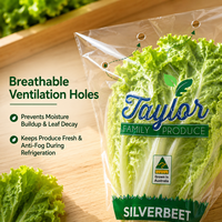Sac d'emballage pour légumes frais en CPP micro-perforé de qualité alimentaire, forme trapézoïdale, pour la laitue et les légumes verts