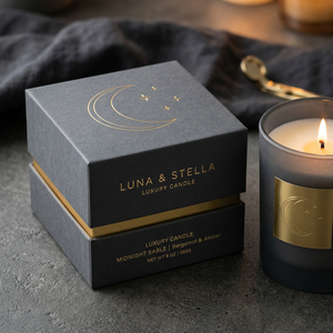 Caja Rígida Amarilla Mostaza Reciclable Personalizada Moderna con Laminado Brillante para Regalos de Velas de Lujo, Diseño de Paisaje <span class=keywords><strong>Abstracto</strong></span> - Product Image 2
