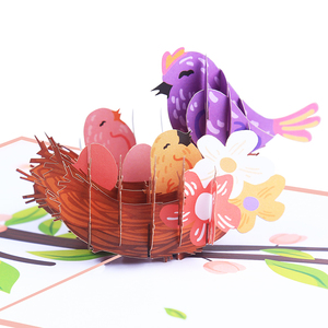 Carte Pop Up 3D Happy motherday Bird Nest, couleur personnalisée pour la fête des mères, prix raisonnable avec enveloppe - Product Image 1