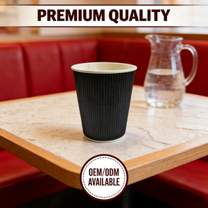 Wellons Minimalist Double Wall Paper <b>Cups</b> Customizable Kraft Surface Leak Proof Lids for Branded Beverage Serving - Product Image 2