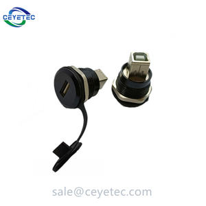 Connecteur de Port d'imprimante de Type B à Type <span class=keywords><strong>A</strong></span>, montage sur panneau, coque métallique noire étanche IP65 femelle USB 3.0 - Product Image 2