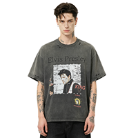 T-shirt unisexe rétro délavé et vieilli, coupe ample, style streetwear, imprimé éclaboussures d'encre, motif graphique vintage, personnalisable pour hommes et femmes