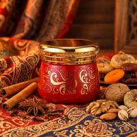 Pot de crème cosmétique de luxe vide en verre, pots de crème corporelle en verre, pot d'encens Bakhoor arabe vide en verre avec couvercles