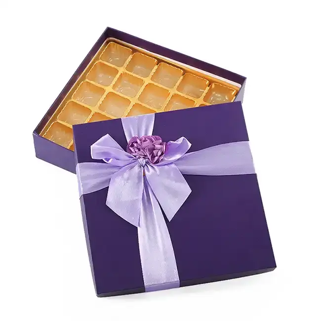 Logotipo personalizado Chocolate caixas com divisórias e fita Natal Chocolate Box