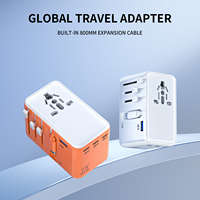 Adaptador de Viaje Universal Global Gan de 35 W con Carga Rápida, Enchufe Internacional Múltiple y Cable USB-C Retráctil para Laptop y Móvil