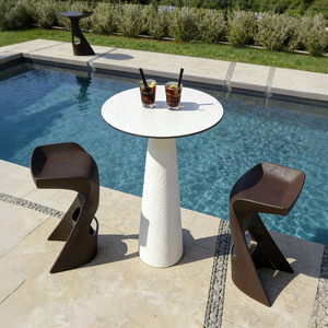 Garden Cafe Space Saving Small Bistro Set Outdoor Apartment Furniture Sculptural Design Stable Base Courtyard <strong>Breakfast</strong> <strong>Bar</strong> Nook - Product Image 2