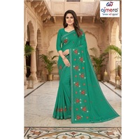Saree Katun Ajmera Cetak Tradisional yang Bergaya, Lembut, Elegan, Pakaian Etnik untuk Wanita, Cepat Kering, Cocok untuk Semua Musim