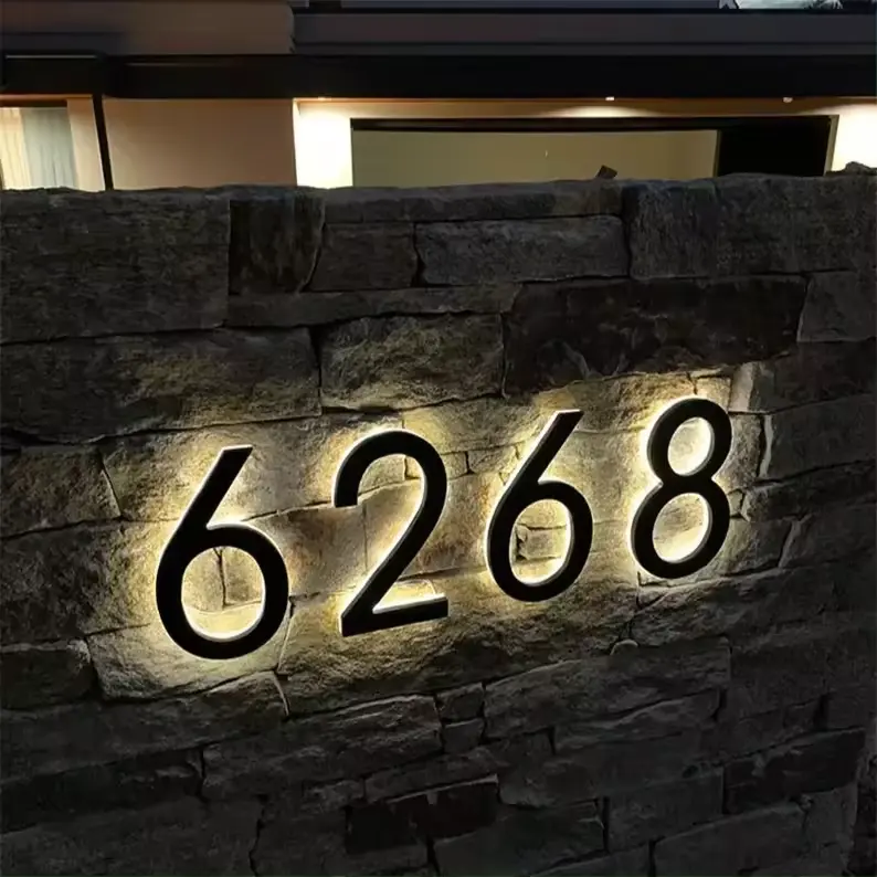 Modern House Number Property Sign Name,Number Street Wall Plaque,House Number Modern House Number Illuminated Door Number