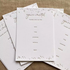 Cartoline regalo di fascia alta personalizzate con stampa tipografica di senso Premium inviti per matrimoni con carta in cotone testurizzato goffrato - Product Image 3