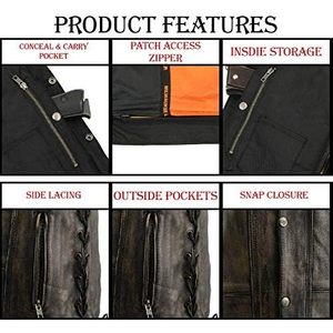 Chaleco de Cuero para Hombre MLM3540 2025, Diseño Clásico con 10 Bolsillos, Color Marrón Desgastado - Product Image 3