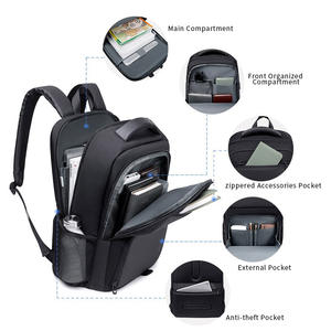 BJIAX 大容量 PUレザー PCバッグ 15.6/17.3インチ レジャー 男女兼用 防水 トラベルノートパソコンバックパック USBポート付き キャンバス オックスフォード生地 - Product Image 4