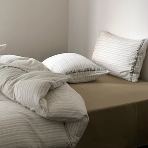 Hiện Đại Nữ Hoàng Kích Thước Sọc Rửa Sạch Bông Duvet Cover Set Mềm Mại Thoáng Khí Thân Thiện Với Môi 400TC Thoải Mái Bộ Đồ Giường Nhà Sử Dụng - Product Image 3