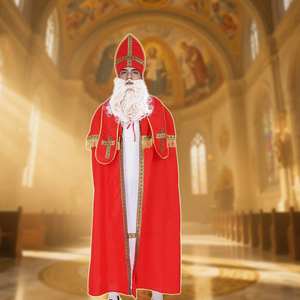 Fábrica Direta Do Feriado Traje Vermelho Ouro Robes Igreja Celebração Roupa Religiosa Natal Tema Bispo São Natal Traje - Product Image 1