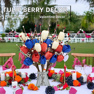 Décorations en plastique pour la Saint-Valentin Fleurs artificielles <span class=keywords><strong>de</strong></span> tulipes et <span class=keywords><strong>de</strong></span> baies pour les fêtes <span class=keywords><strong>de</strong></span> mariage Décorations pour la maison <span class=keywords><strong>Centre</strong></span> <span class=keywords><strong>de</strong></span> <span class=keywords><strong>vacances</strong></span> - Product Image 4