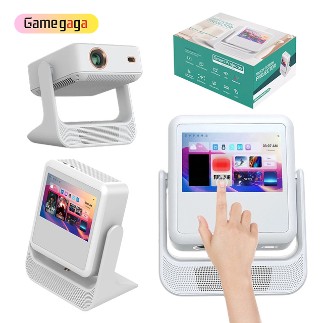Gamegaga A2 Pro 1080P Android 12 Dual Screen 3D Projector 800 Lumen Auto Focus 2.4G 5G WIFI Internet Adjustable Holder