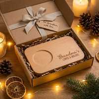 Plateau de service en bois de hêtre en gros, personnalisable avec logo, plateau à café, thé et biscuits, plateau de petit-déjeuner avec emballage sur mesure