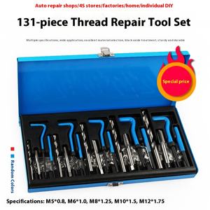 131 pièces Kit d'insertion de réparation de filetage de tête de voiture outils robinet et inserts de clé hexagonale cassants et perceuse hélicoïdale Kit de réparation de filetage complet - Product Image 2