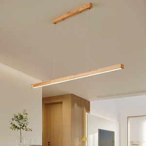 Lámpara Colgante Lineal Minimalista de Madera Maciza para Comedor, Isla de Cocina, Barra - Product Image 2