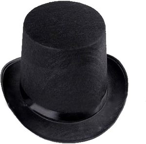 Sombrero de Copa con acabado satinado negro alto, sombrero de copa alto de fieltro negro Vintage para suministros de circo de mago - Product Image 1