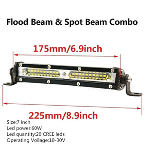 60W 120W 180W LED barre de lumière de travail 7 14 20 pouces projecteur projecteur pour tracteur Auto moto <span class=keywords><strong>rampe</strong></span> éclairage extérieur Autos - Product Image 5