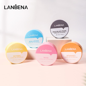 Mascarillas <span class=keywords><strong>de</strong></span> Ojos LANBENA con <span class=keywords><strong>Oro</strong></span> 24K para Eliminar Ojeras, Bolsas en los Ojos y Arrugas en la Frente, Parches <span class=keywords><strong>de</strong></span> Ojos con Ácido Hialurónico, Retinol y Perla Negra - Product Image 1
