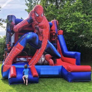 Château gonflable Spider-Man personnalisé avec toboggan pour enfants Château Spider-Man extérieur avec souffleur - Product Image 1
