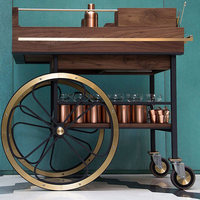 Chariot de service de luxe en bois MOYI, chariot de bar argenté, chariot de bar personnalisé en métal pour hôtel et restaurant, chariot à boissons moderne, chariot de bar pour mariage