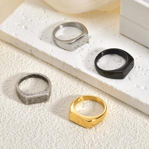 Ins popolare anello per incisione <span class=keywords><strong>con</strong></span> <span class=keywords><strong>nome</strong></span> personalizzato in acciaio inossidabile anelli rettangolari lisci vuoti da uomo anelli <span class=keywords><strong>con</strong></span> sigillo geometrici minimalisti - Product Image 5