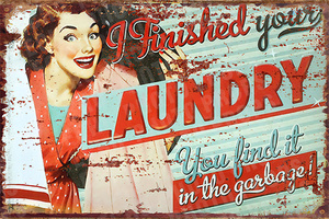 Vintage Metal Signs Modern/Traditional Style <strong>Laundry</strong> Room Wall Tin <strong>Sign</strong> Custom Gold-Plated Metal Plaque Drop Your Pants Here - Product Image 2