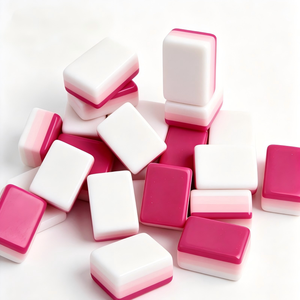HIMORE – Jeu de <span class=keywords><strong>Mahjong</strong></span> américain de luxe personnalisable de 160 tuiles en acrylique rose, avec 4 couches de gravure, collection Glitterville - Product Image 6