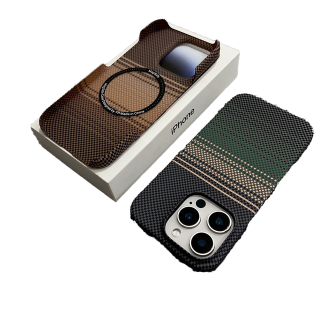 FULINTE for 12-17 Pro Max/Air Carbon Fiber Pattern Magnetic Wireless Charging Shockproof Hard PC Thin Phone Case