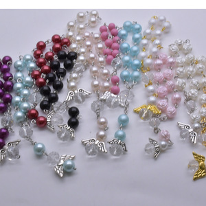 Bracelet chapelet en perles et roses avec ailes d'ange pour enfants, cérémonies religieuses, lot mixte de 50 pièces - Product Image 5