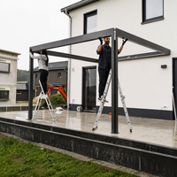 Pergola à toit à lamelles manuelles gris foncé 3x4m, en aluminium, pour terrasse, cour, jardin, couverture de patio autoportante