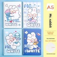 Y622 Günstiges Schüler-Notizbuch A5 Spiralbindung Papiereinband 60 Blatt Cartoon Kawaii Niedliches Tagebuch für Mädchen Geschenk