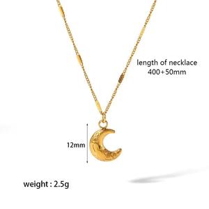 Collar con Colgante de Luna Estilo Ins en Oferta, Chapado en Oro de 18K, Acero Inoxidable, para Mujeres y Niñas - Product Image 5
