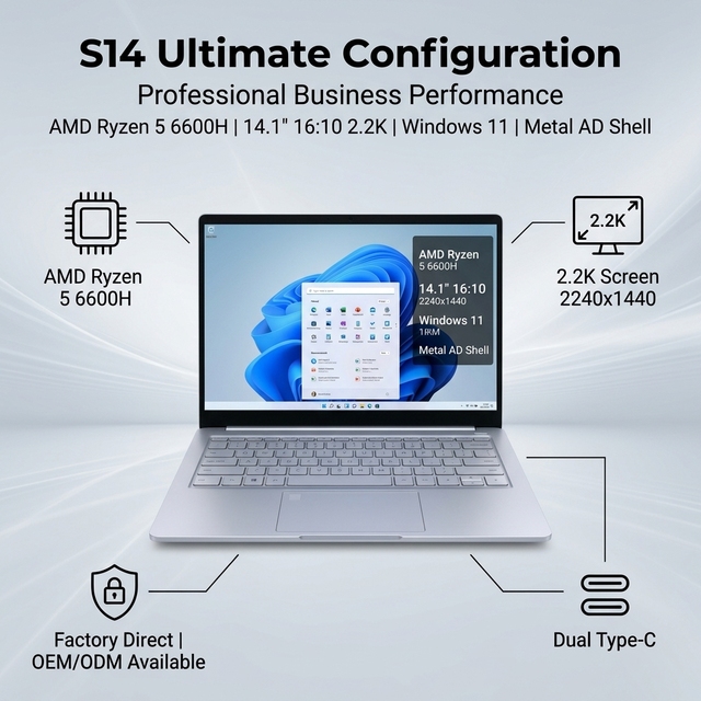 Yifang's 14.1-inch Full HD Screen Is Equipped with AMD Ryzen 5 6600H Processor and Supports OEM/ODM Business Laptop Computers