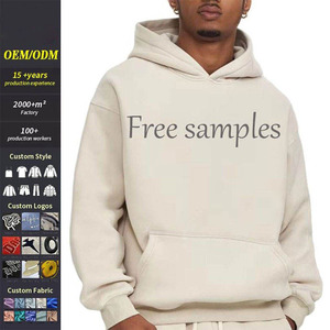 Sweat-shirt à capuche surdimensionné pour homme en coton, couleur unie, imprimé sur le devant, style décontracté, pour l'automne, tissu en molleton français 345 g/m² - Product Image 1