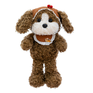 Perro de Peluche Poodle Rizado Kawaii Personalizado con Serie de Sombreros de Temporada OEM y Babero de Encaje con Insignia para Marca Privada de Venta Minorista - Product Image 3