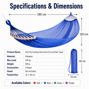 <span class=keywords><strong>Hamaca</strong></span> de Viaje para 1-2 Personas, con Barra Curva Anti-Vuelco, Malla Transpirable de Poliéster, para Exteriores - Product Image 4