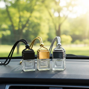 Customized Square Shape Mini Empty <strong>Car</strong> Perfume Bottle <strong>Diffuser</strong> Glass Bottle Cube Hanging <strong>Car</strong> Decoration - Product Image 2