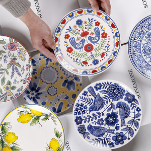 <b>Set</b> of Four Hand-Painted Eco Friendly Ceramic Dinnerware Plates Nordic Design Animal Pattern Home Holiday-Cake Serving Gift Box - Product Image 6