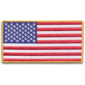Patch brodé Drapeau USA DigitEMB 3x1,6 pouces, thermocollant pour vestes, en feutre non tissé avec bordure jaune - Product Image 5
