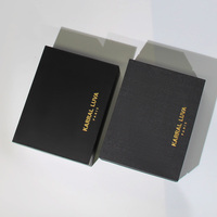 Couvercle d'emballage en carton rigide noir avec logo personnalisé et boîte-cadeau en papier rigide avec base